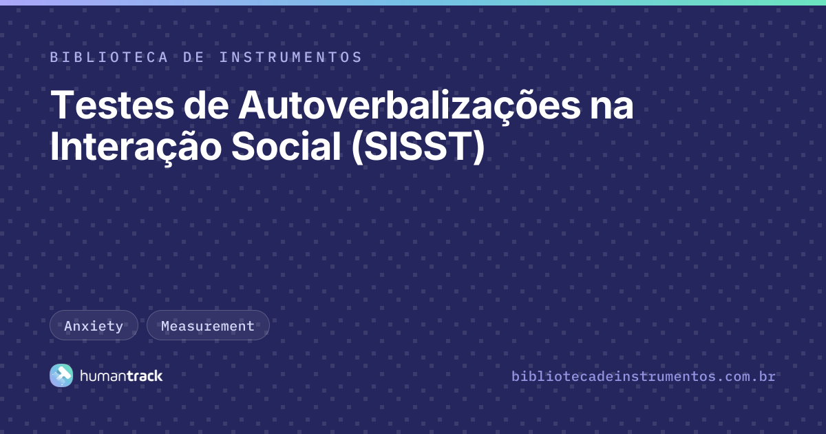 Testes de Autoverbalizações na Interação Social (SISST) | Biblioteca ...